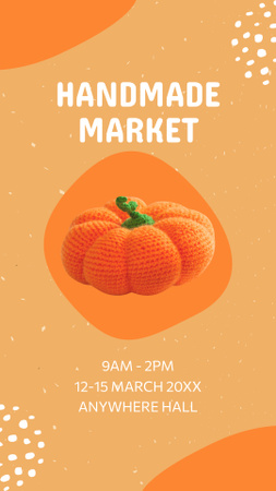 Handmade Market Announcement with Cute Pumpkin Instagram Story Modelo de Design