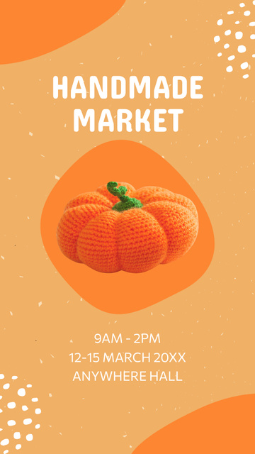 Modèle de visuel Handmade Market Announcement with Cute Pumpkin - Instagram Story