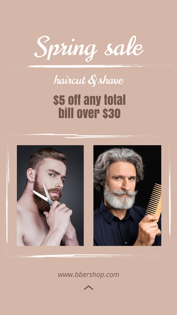Ontwerpsjabloon van Instagram Story van Male Haircut and Shave Offer with Handsome Men