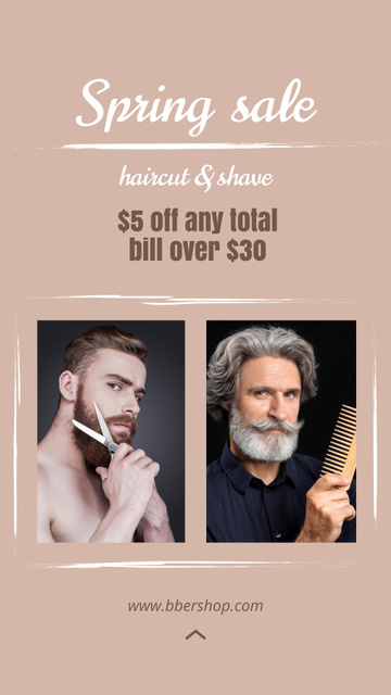 Male Haircut and Shave Offer with Handsome Men Instagram Story Tasarım Şablonu