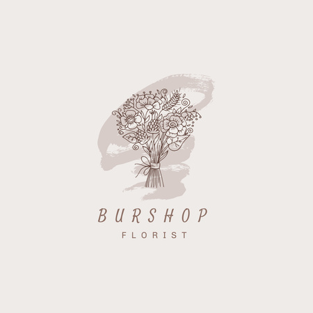 Designvorlage Bild des Floristen-Emblems mit Illustration des Blumenstraußes für Logo