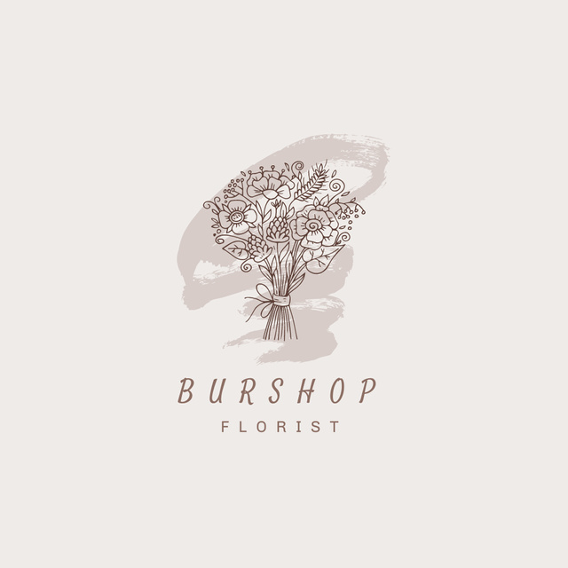 Template di design Image of Florist Emblem with Illustration of Bouquet Logo