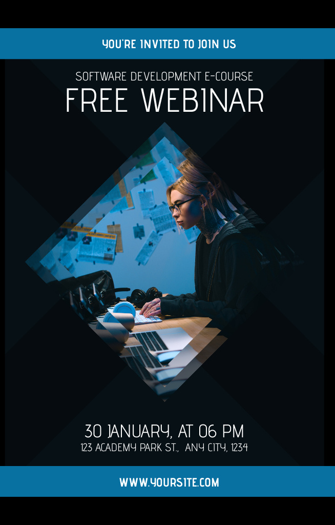 Free Webinar about Software Development with Programmer Invitation 4.6x7.2in Design Template