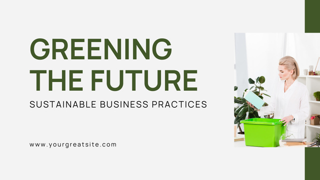 Designvorlage Sustainable Green Business Practices and Statistics für Presentation Wide