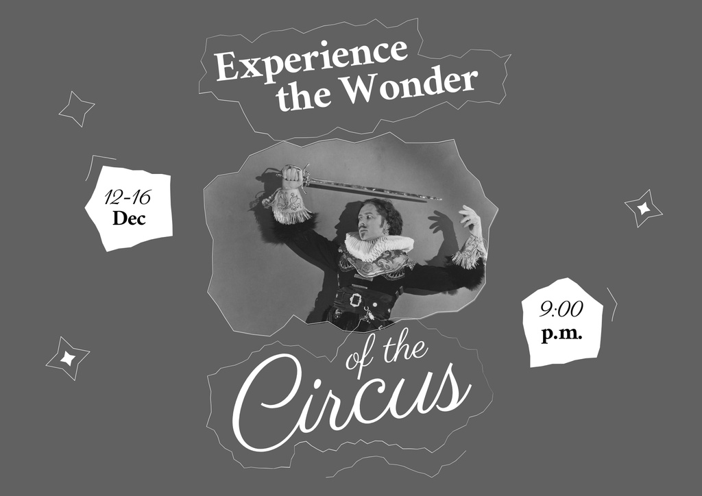 Plantilla de diseño de Circus Show Announcement with Man in Costume Poster B2 Horizontal 
