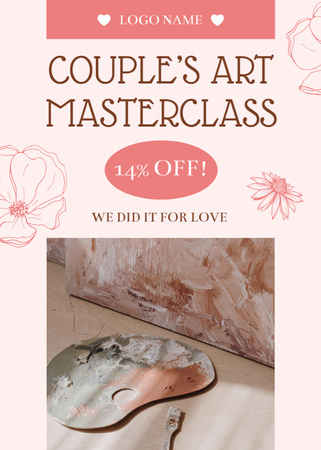 Plantilla de diseño de Clase magistral de arte en pareja en el día de San Valentín Flayer 
