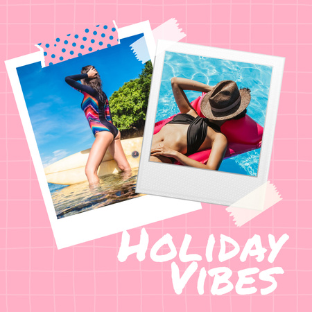 Summer Vacation Photo Collage Instagram Design Template