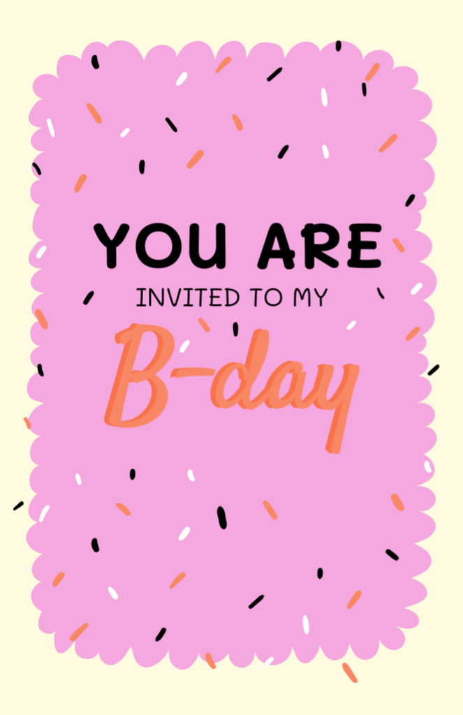 Birthday Party Celebration Cute Announcement Invitation 5.5x8.5inデザインテンプレート