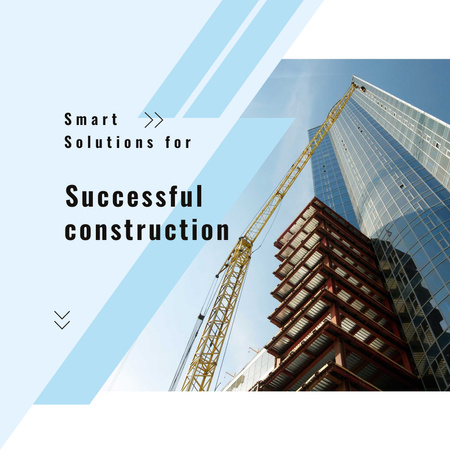 Crane at construction site Instagram Design Template