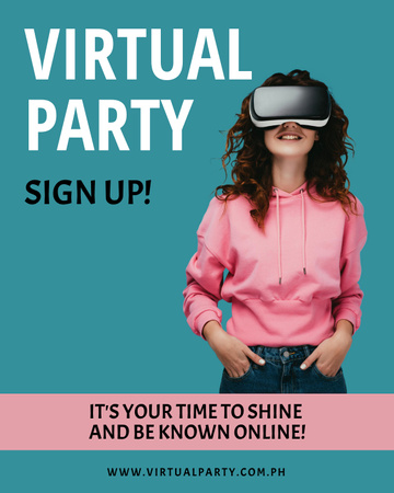 Designvorlage Virtual Party Announcement für Poster 16x20in
