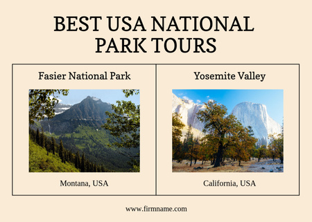 USA National Park Tours Offer Postcard 5x7in Design Template