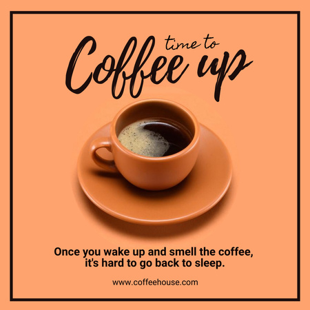 Anúncio de café satisfatório com xícara de café laranja Instagram Modelo de Design