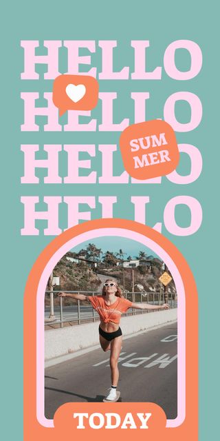 Summer Inspiration with Cute Girl on Beach Graphic Tasarım Şablonu