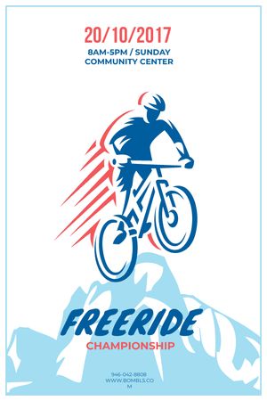 Ciclista do anúncio do campeonato de Freeride nas montanhas Tumblr Modelo de Design