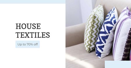 Home Textiles Ad Pillows on Sofa Facebook AD Modelo de Design