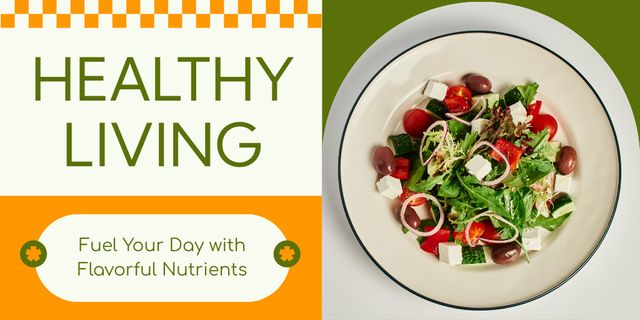 Offer of Healthy Food at Fast Casual Restaurant with Salad Twitterデザインテンプレート