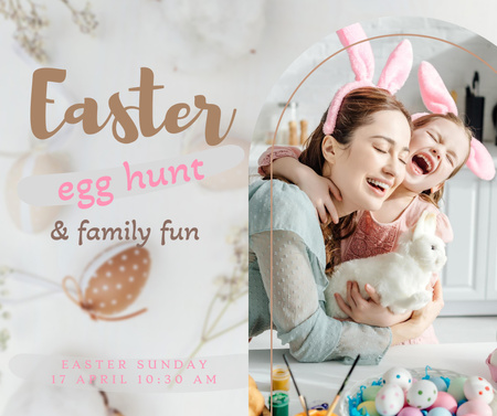 Easter Holiday Celebration Announcement Facebook Modelo de Design