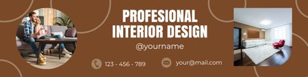Designvorlage Professional Interior Design Service Brown für LinkedIn Cover