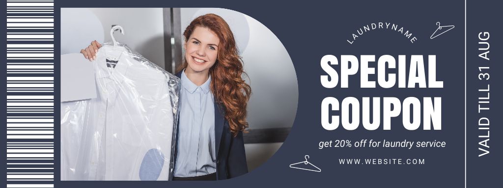 Dry Cleaning Service Offer on Blue Grey Coupon – шаблон для дизайна