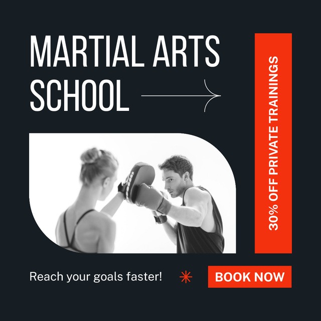 People training in Martial Arts School Instagram Design Template
