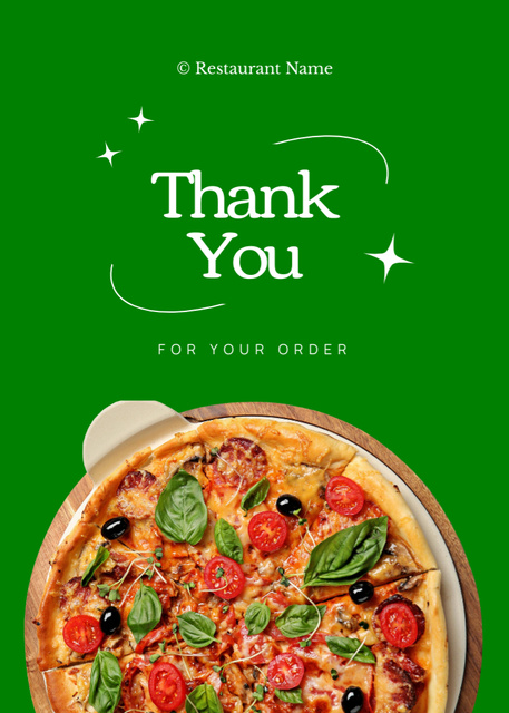 Ontwerpsjabloon van Postcard 5x7in Vertical van Thank You for Purchasing Italian Pizza