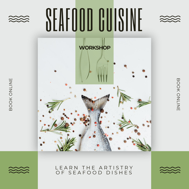 Offer of Seafood Cuisine Instagram AD Design Template