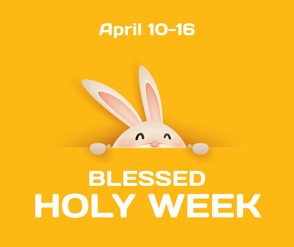 Plantilla de diseño de Holy Week Greeting With Bunny In Orange Facebook 1430x1200px 