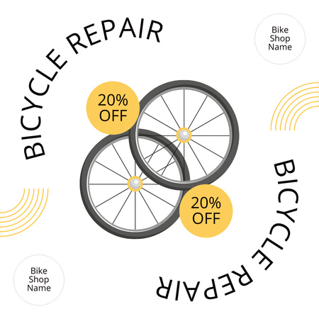Designvorlage Fahrradreparaturangebot auf Gelb für Instagram AD