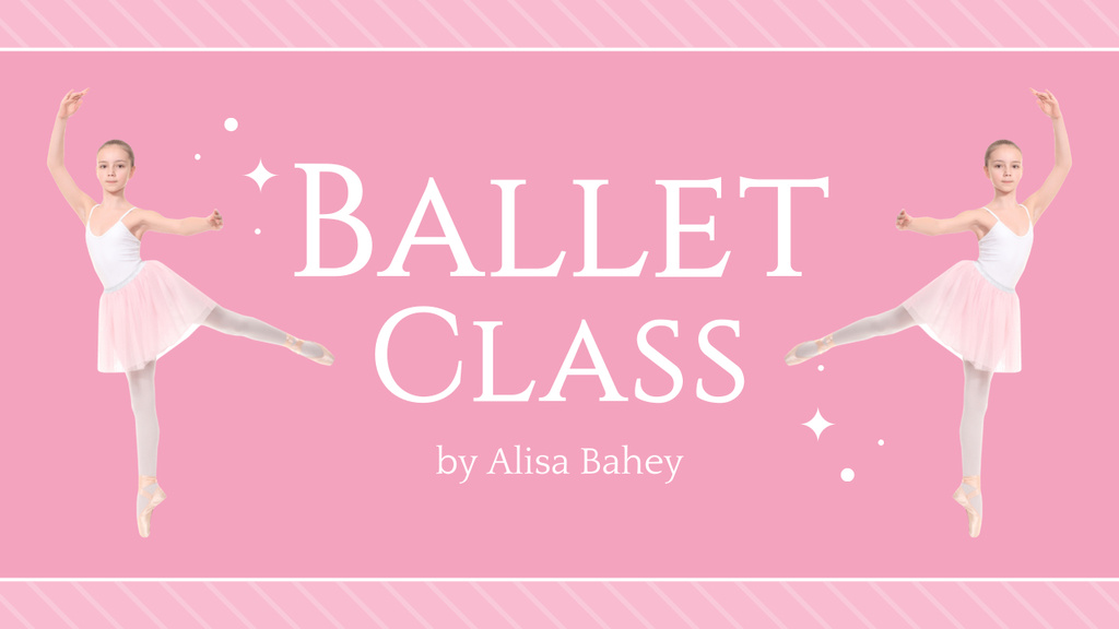 Ad of Ballet Classes with Little Girl Ballerina Youtube Thumbnail Design Template