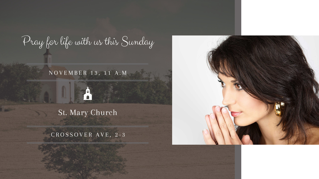 Platilla de diseño Church invitation with Woman Praying FB event cover