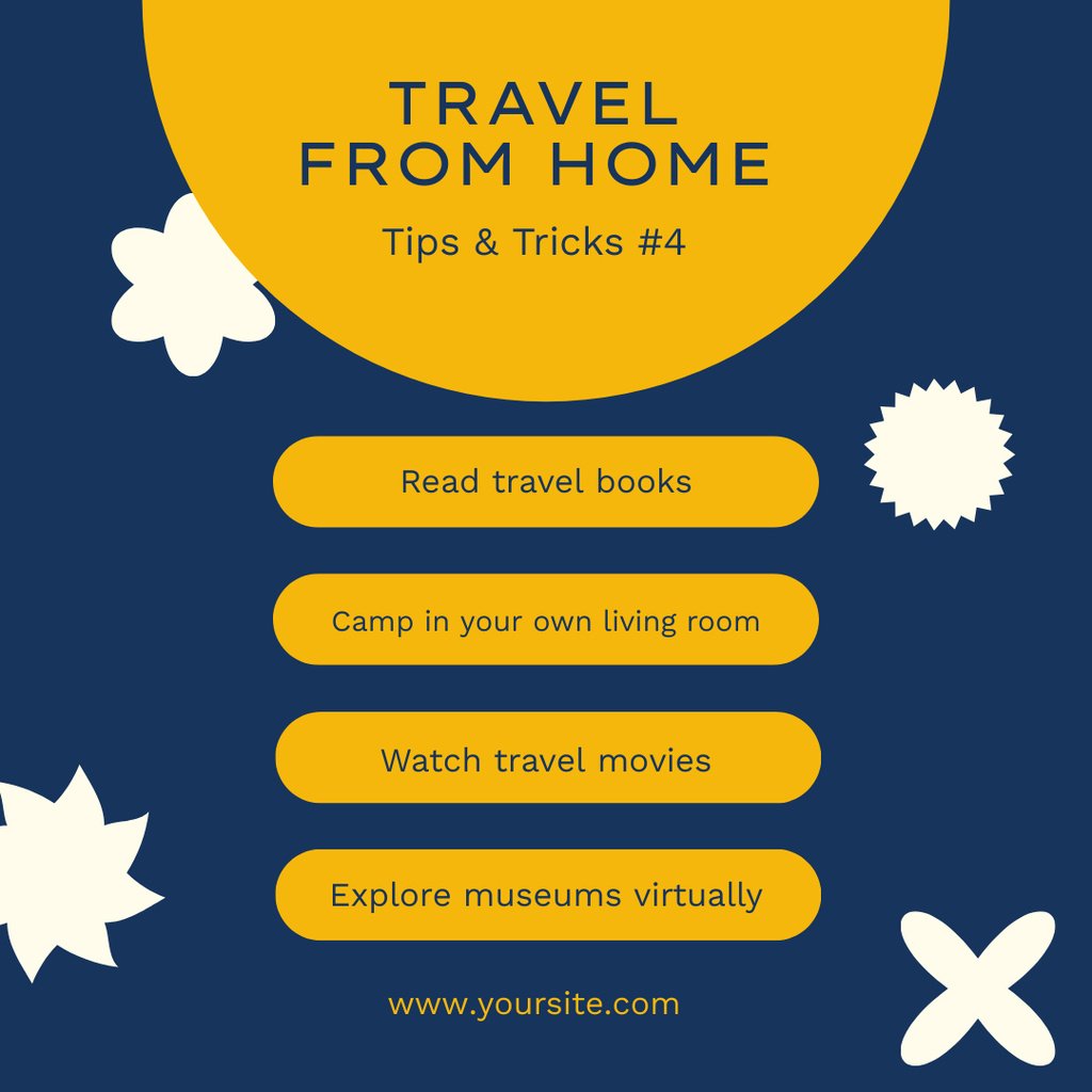 Designvorlage Tips and Tricks for Traveling From Home on Blue für Instagram