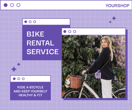Plantilla de diseño de Arrendamiento de bicicletas para la salud y la forma Medium Rectangle 