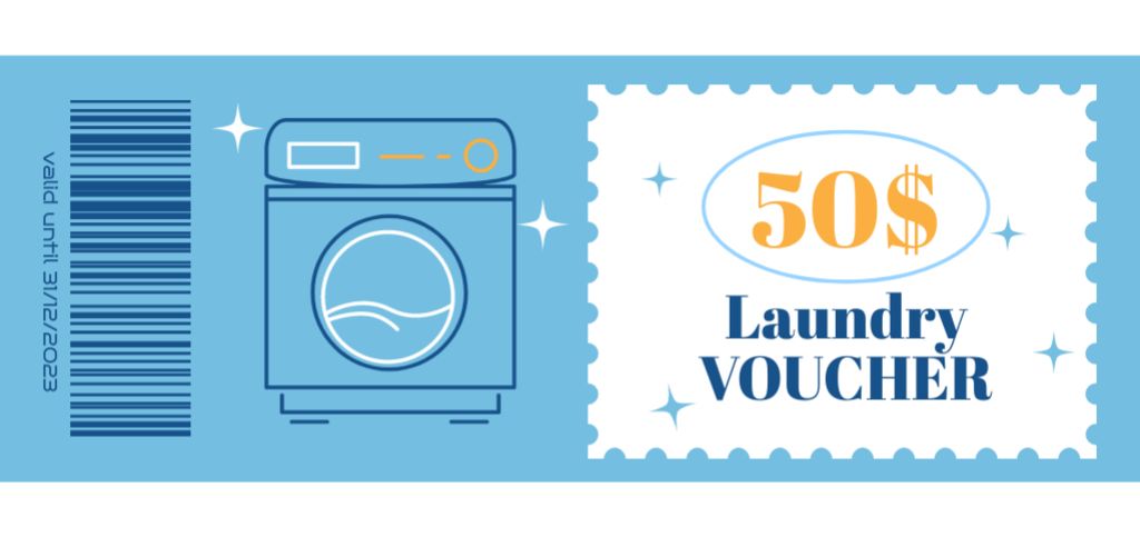 Gift Voucher Offer for Laundry Service with Best Price Coupon Din Large Πρότυπο σχεδίασης