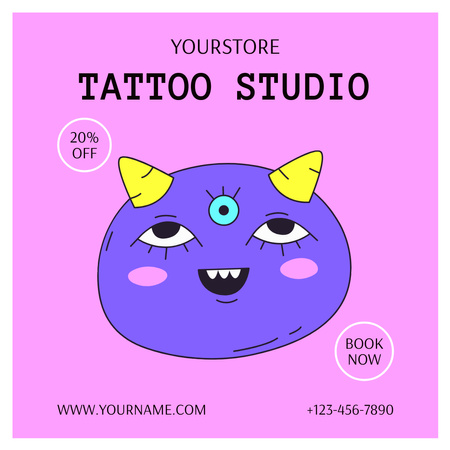 Creative And Highly Professional Tattoo Studio Services With Discount Instagram Design Template
