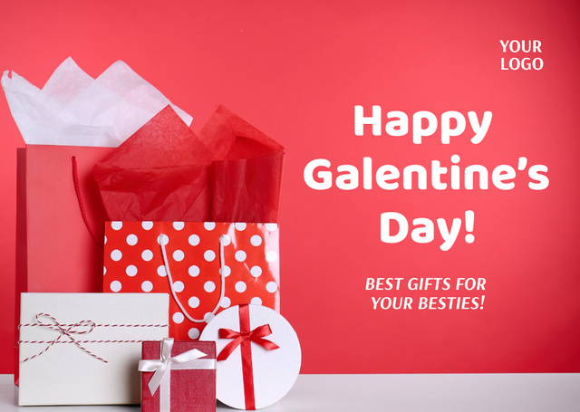 Gifts on Galentine's Day Postcard Design Template