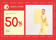 Bright Clothes At Discounted Rates with Woman in Yellow Outfit