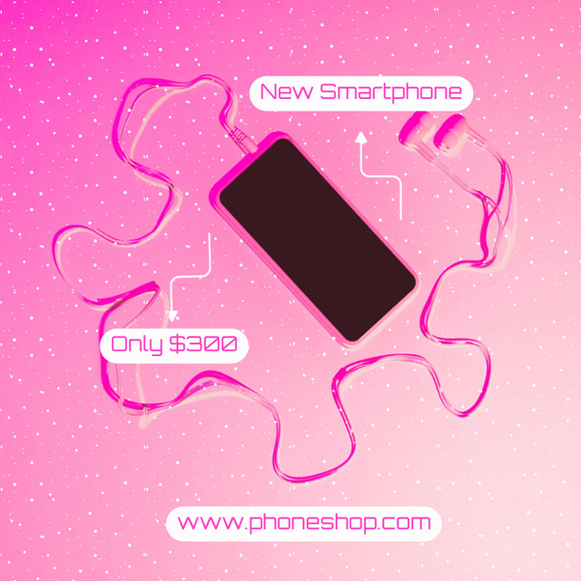 Ontwerpsjabloon van Instagram AD van New Cost On Pink Smartphone