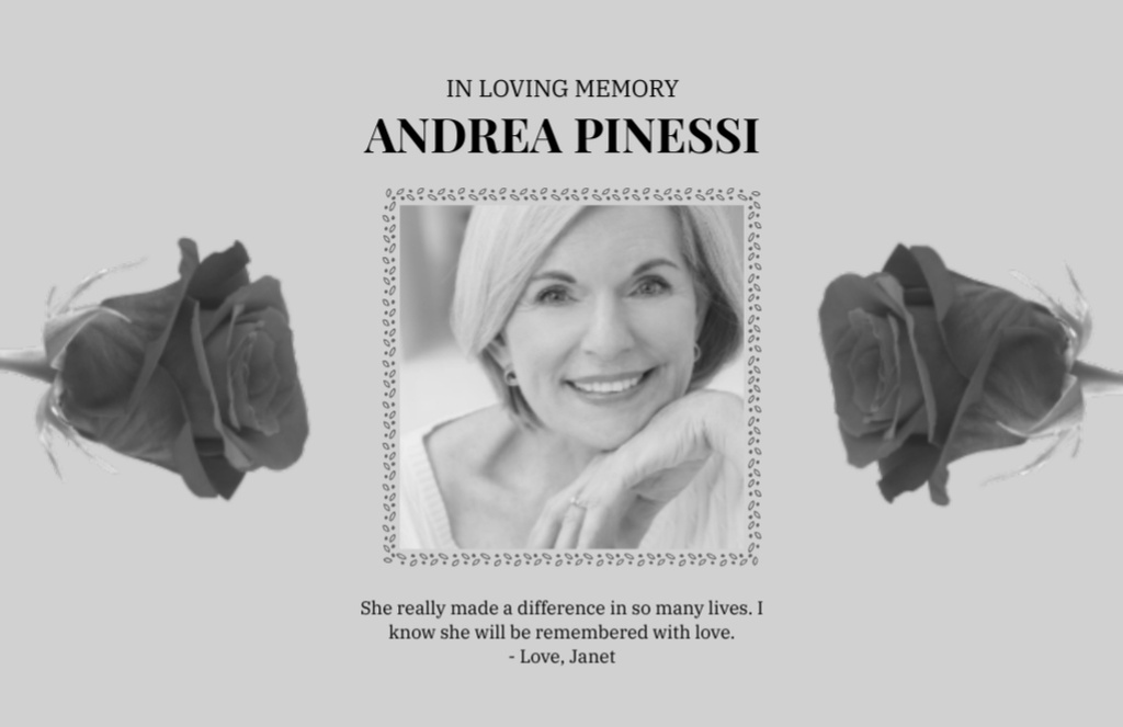 In Loving Memory of Woman Thank You Card 5.5x8.5in Design Template