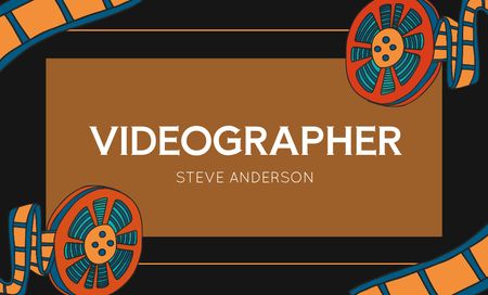 Videographer Service Offer with Vintage Movie Projector Business Card 91x55mm Design Template