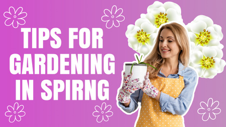 Kevään puutarhanhoitovinkkejä viehättävän blondin kanssa Youtube Thumbnail Design Template