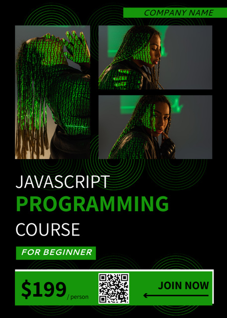 Programming Course Ad for Beginners Flayer Modelo de Design