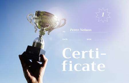 Sport Achievement Award with Golden Cup Certificate 5.5x8.5in Design Template
