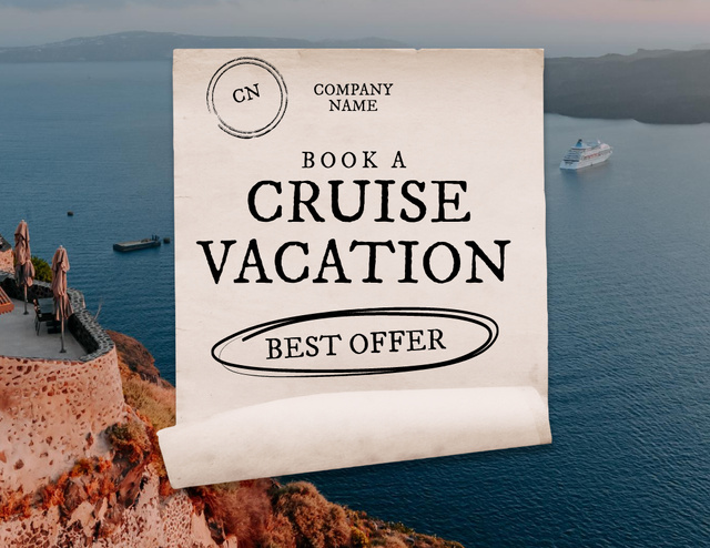 Lovely Sea View And Cruise Vacation Promotion Flyer 8.5x11in Horizontal Design Template