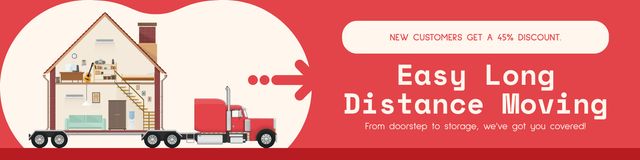 Designvorlage Moving Services with House on Truck für Twitter