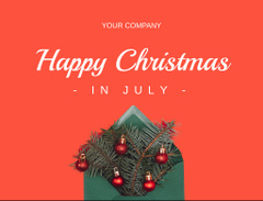 Christmas in July in Red with Envelope