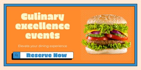 Ontwerpsjabloon van Twitter van Snelle informele restaurantadvertentie met smakelijke hamburger met sla