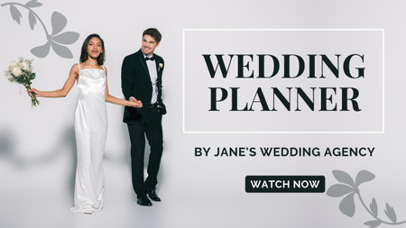 Wedding Agency Offer with Young Elegant Couple Youtube Thumbnail Design Template