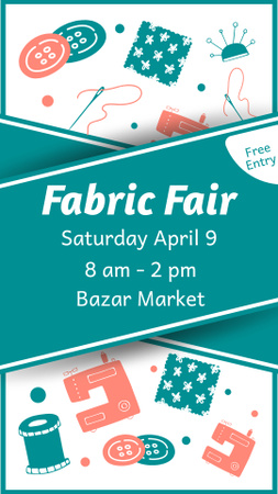 Fabric Fair Announcement with Sewing Tools Instagram Story Modelo de Design