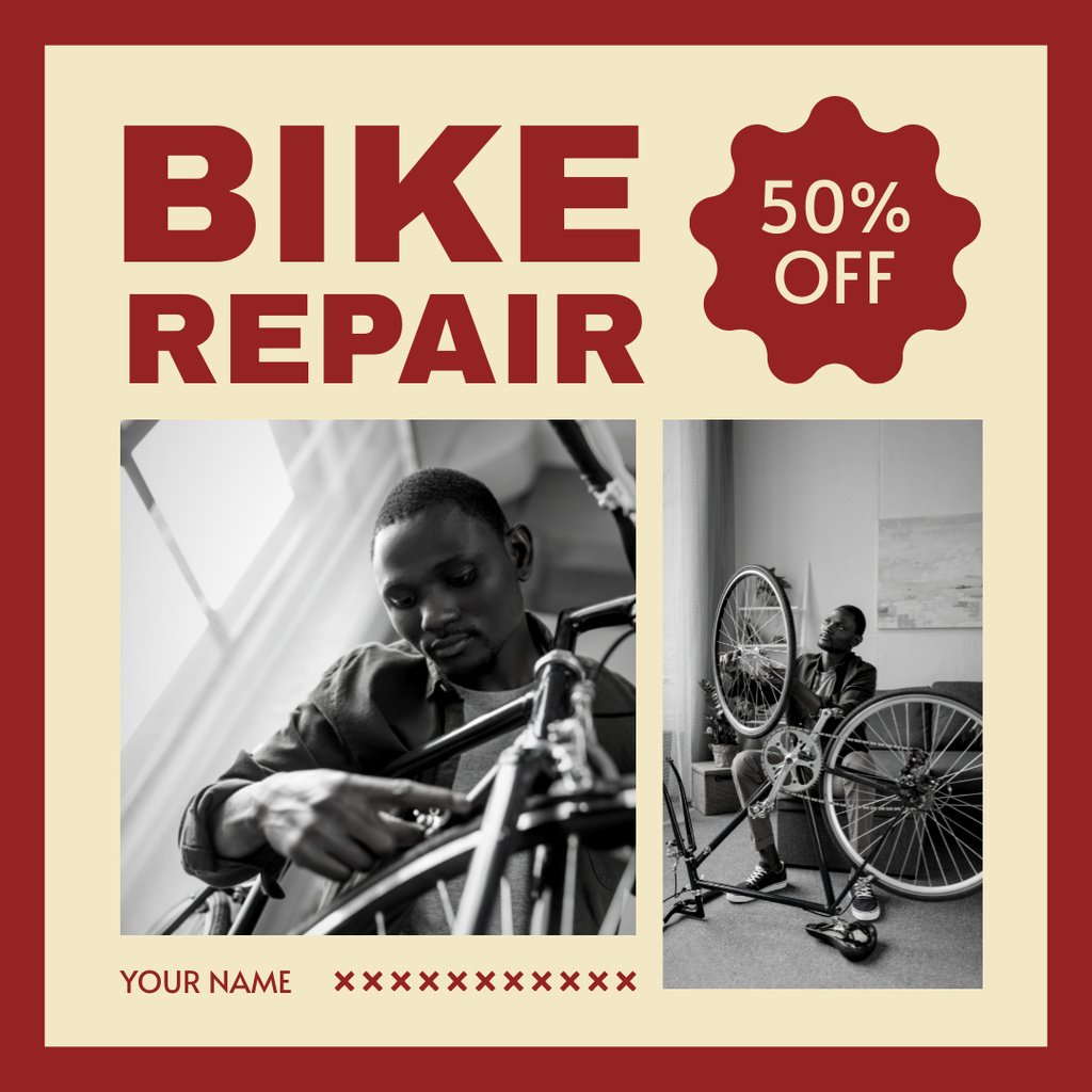 Discount in Bicycle Repair Workshop Instagramデザインテンプレート