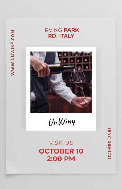 Wine Tasting With Pouring Wine In Wineglass Invitation 5.5x8.5in Design Template